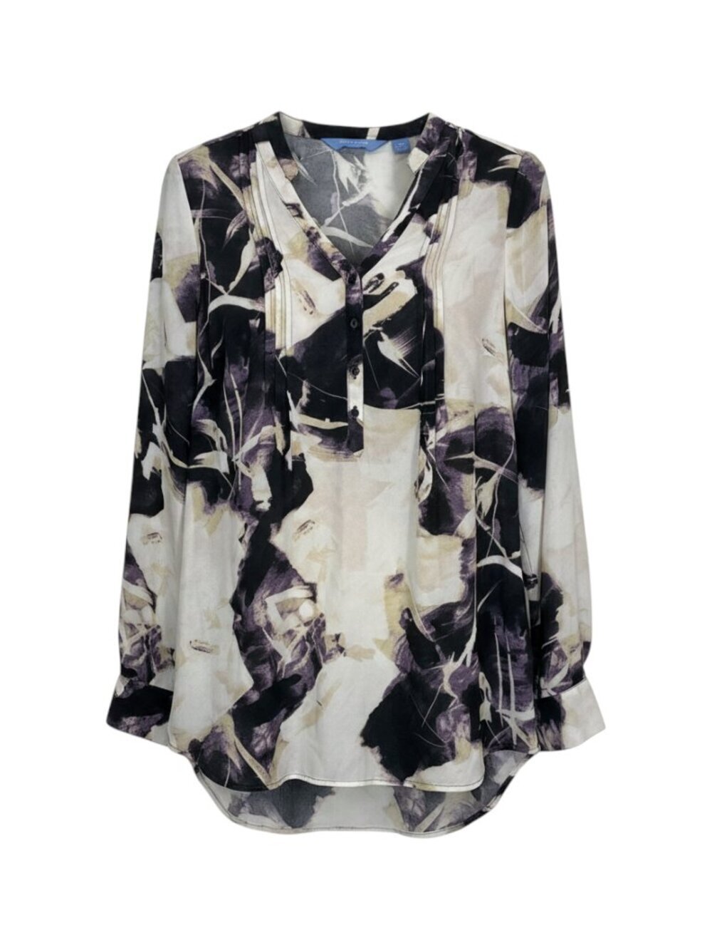 Simply Vera Black White Women's Print Blouse XS Black/White